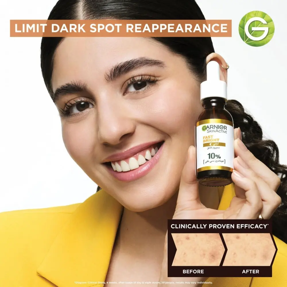Garnier Skin Active Fast Bright Overnight Booster Serum with 10% Pure Vitamin C 30ml