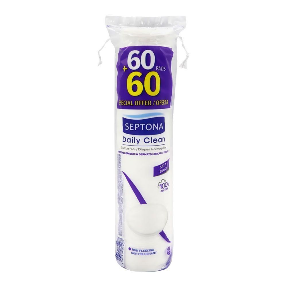 Septona Cotton Pads Oval Round (60 Pads+60 Free)