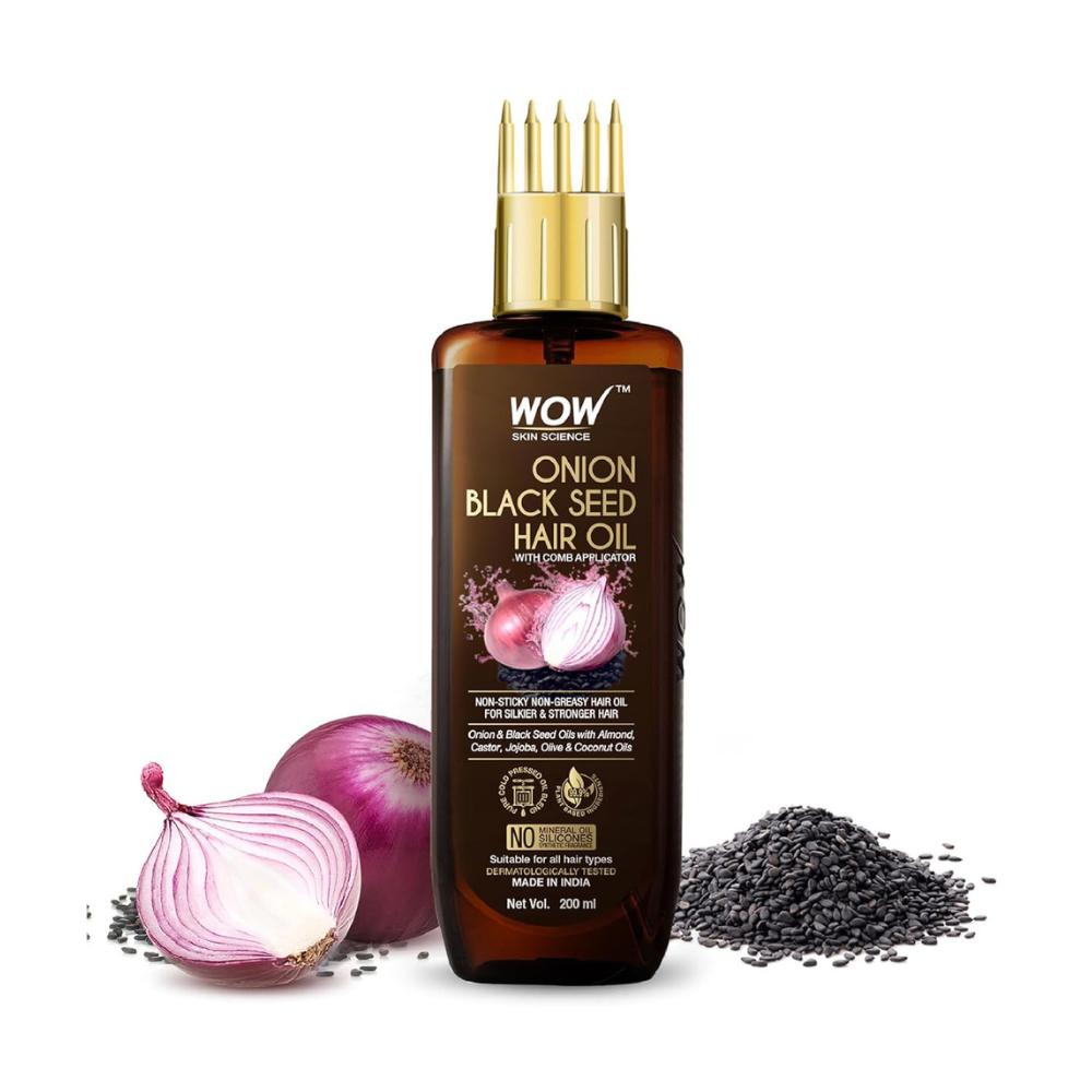Wow Skin Science Onion Black Seed Hair Oil with Comb 200ml