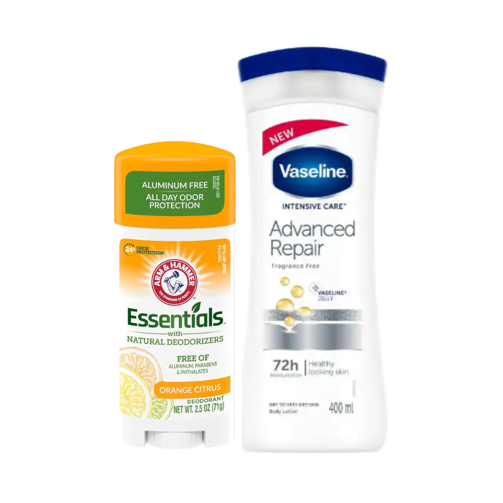 Vaseline Body Lotion Advance Repair Lotion + Arm & Hammer Deodorant Crisp Orange Citrus Offer