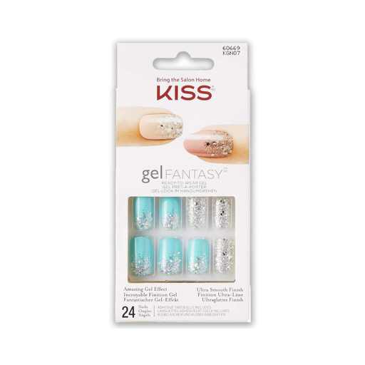 Kiss Gel Fantasy False Nails Sea Glitter