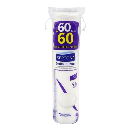 Septona Cotton Pads Oval Round (60 Pads+60 Free)