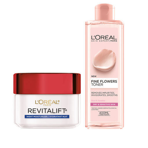 L'Oreal Paris Revitalift Night Cream + Fine Flower Toner 