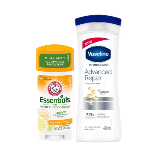 Vaseline Body Lotion Advance Repair Lotion + Arm & Hammer Deodorant Crisp Orange Citrus Offer