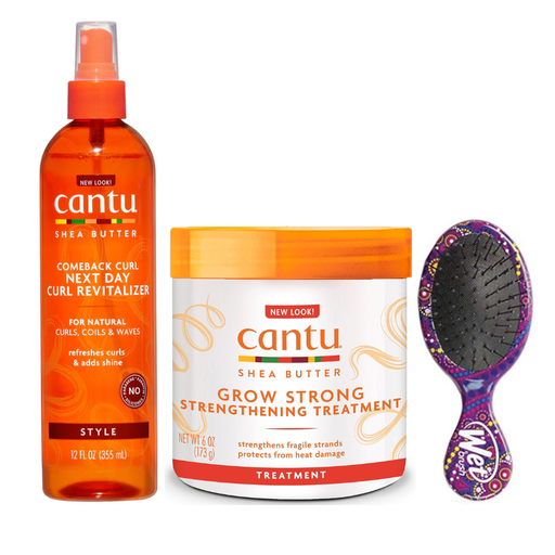 Cantu Comeback Curl Revitalizer + Grow Strong Strengthening Treatment +Wet Mini Detangler Offer 